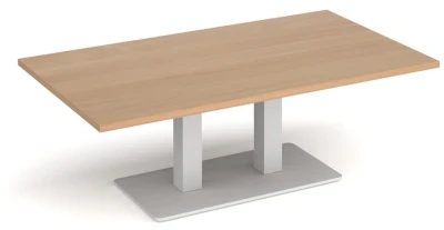 Dams Eros Rectangular Coffee Table with Flat White Rectangular Base & Twin Uprights 1400 x 800mm