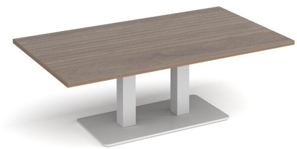 Dams Eros Rectangular Coffee Table with Flat White Rectangular Base & Twin Uprights 1400 x 800mm - Barcelona Walnut
