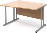 Dams Maestro 25 Wave Desk with Twin Cantilever Legs - (w) 1400mm x (d) 800-990mm