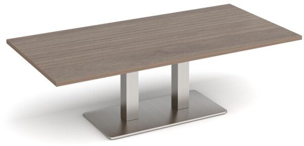 Dams Eros Rectangular Coffee Table with Flat Brushed Steel Rectangular Base & Twin Uprights 1600 x 800mm - Barcelona Walnut