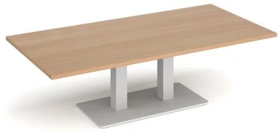 Dams Eros Rectangular Coffee Table with Flat White Rectangular Base & Twin Uprights 1600 x 800mm