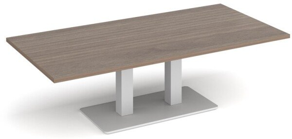 Dams Eros Rectangular Coffee Table with Flat White Rectangular Base & Twin Uprights 1600 x 800mm - Barcelona Walnut