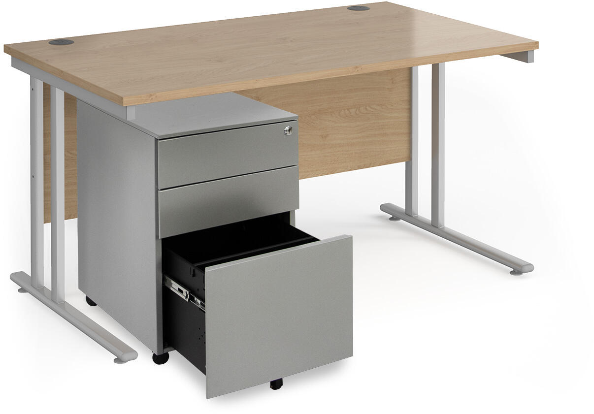 Dams Maestro 25 Desk & Steel Pedestal Bundle - (w) 1400mm - Office 