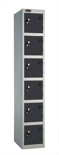 Probe Six Door Single Steel Lockers - 1780 x 305 x 460mm - Black (RAL 9004)