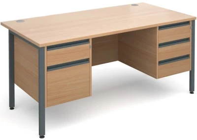 Dams Maestro 25 H-Frame Rectangular Desk with 4 Shallow & 1 Filing Drawer - 1600 x 800mm
