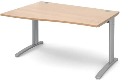 Dams TR10 Wave Desk with Cable Managed Legs - 1400 x 800-990mm
