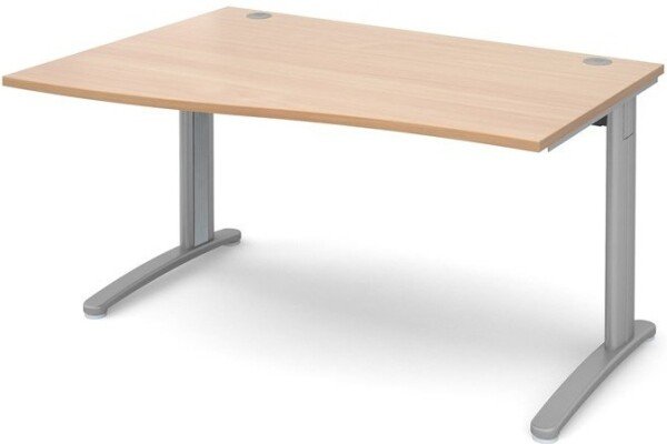 Dams TR10 Wave Desk with Cable Managed Legs - (w) 1400mm x (d) 800mm-990mm