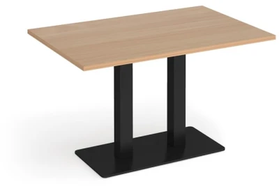 Dams Eros Rectangular Dining Table with Flat Black Rectangular Base & Twin Uprights 1200 x 800mm