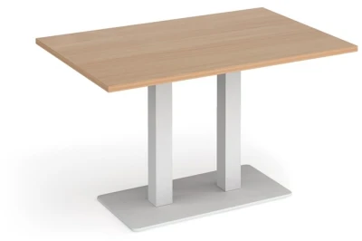 Dams Eros Rectangular Dining Table with Flat White Rectangular Base & Twin Uprights 1200 x 800mm