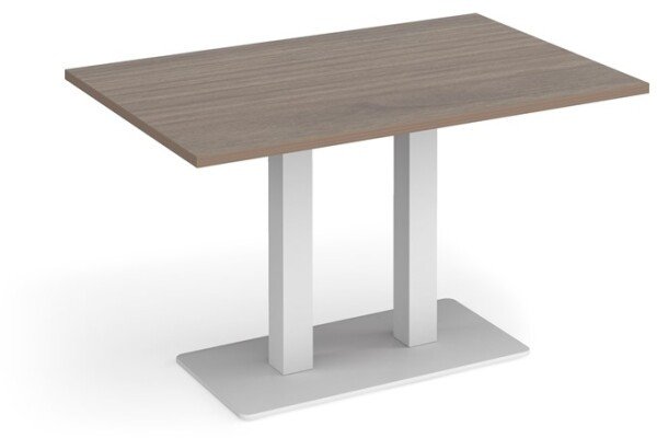 Dams Eros Rectangular Dining Table with Flat White Rectangular Base & Twin Uprights 1200 x 800mm - Barcelona Walnut