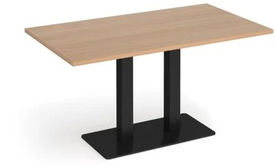 Dams Eros Rectangular Dining Table with Flat Black Rectangular Base & Twin Uprights 1400 x 800mm
