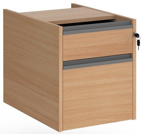 Dams Contract 2 Drawer Fixed Pedestal with Graphite Finger Pull Handles - Beech