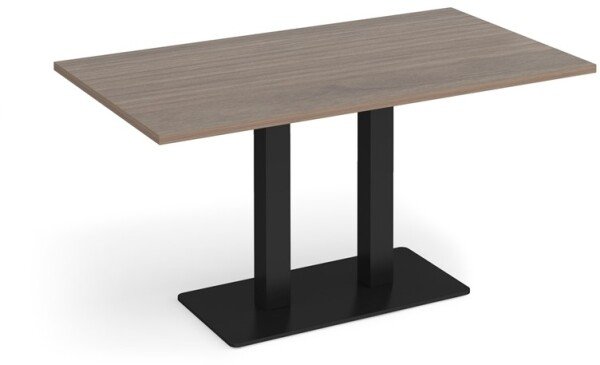 Dams Eros Rectangular Dining Table with Flat Black Rectangular Base & Twin Uprights 1400 x 800mm - Barcelona Walnut