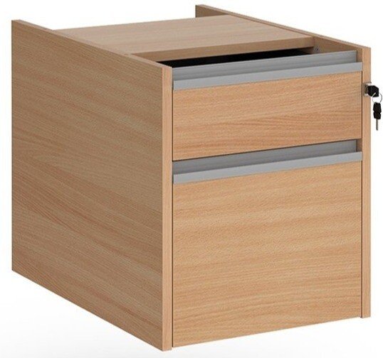 Dams Contract 2 Drawer Fixed Pedestal with Silver Finger Pull Handles - Beech