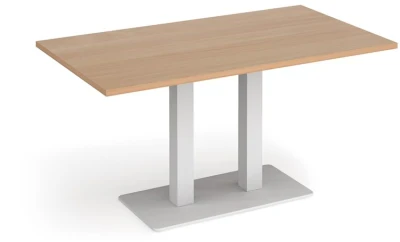 Dams Eros Rectangular Dining Table with Flat White Rectangular Base & Twin Uprights 1400 x 800mm