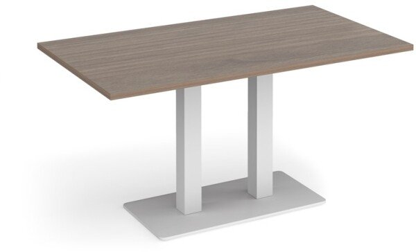 Dams Eros Rectangular Dining Table with Flat White Rectangular Base & Twin Uprights 1400 x 800mm - Barcelona Walnut