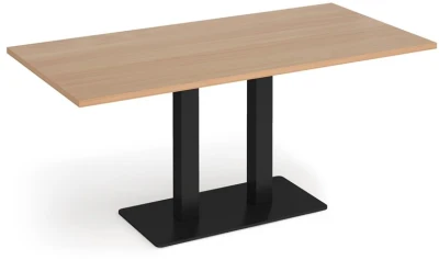 Dams Eros Rectangular Dining Table with Flat Black Rectangular Base & Twin Uprights 1600 x 800mm