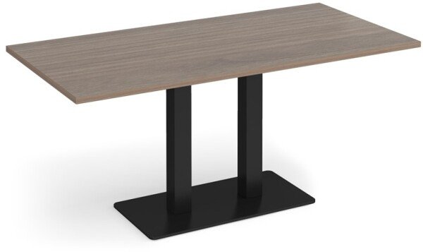 Dams Eros Rectangular Dining Table with Flat Black Rectangular Base & Twin Uprights 1600 x 800mm - Barcelona Walnut