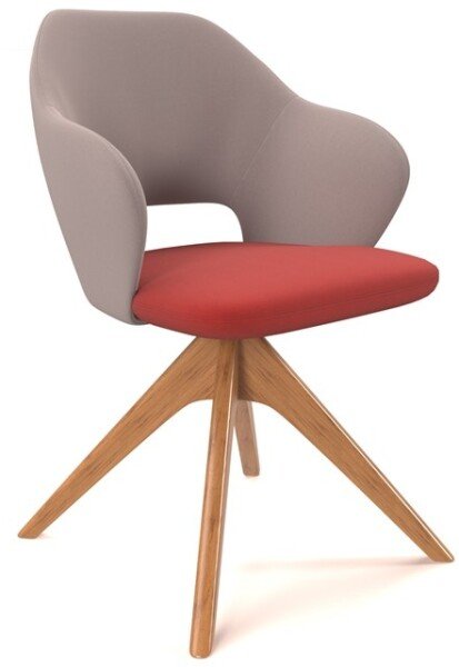 Dams Jude Single Seater Lounge Chair with Pyramid Oak Legs - Forecast Grey & Extent Red