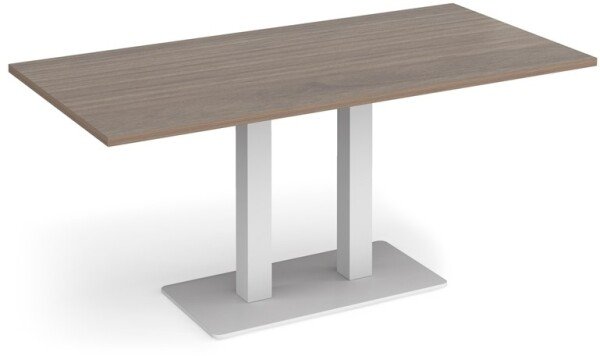 Dams Eros Rectangular Dining Table with Flat White Rectangular Base & Twin Uprights 1600 x 800mm - Barcelona Walnut