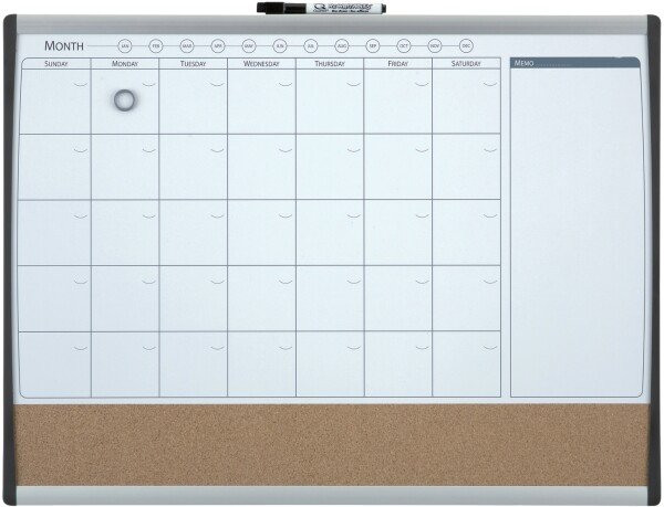 Nobo Small Magnetic Whiteboard Planner with Cork Notice Board 585mm x 430mm