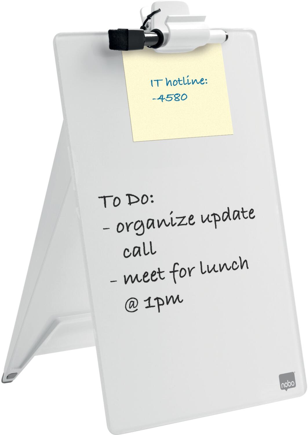 Nobo Glass Desktop Dry Wipe Clipboard Easel Office Furniture Direct