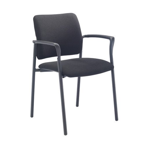 TC Florence Fabric Black Frame Chair with Arms - Black