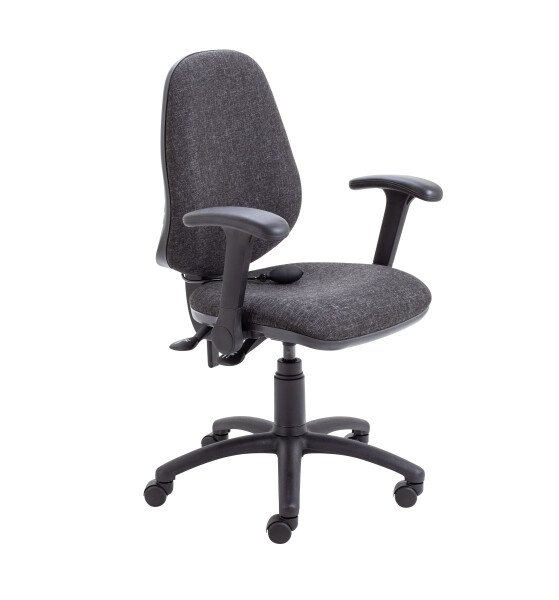 TC Calypso Ergo Chair With Folding Arms - Charcoal