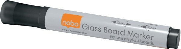 Nobo Glass Whiteboard Markers Black (Pack of 4)