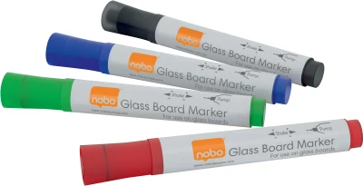 Nobo Glass Whiteboard Markers Assorted (Pack of 4)