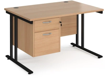 Dams Maestro 25 Rectangular Desk with Twin Cantilever Legs and 2 Drawer Fixed Pedestal - 1200 x 800mm