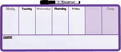 Nobo Mini Magnetic Whiteboard Weekly Planner 360mm x 140mm Purple