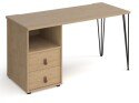 Dams Tikal Rectangular Desk with Hairpin Legs and 2 Drawer Support Pedestal - 1400mm x 600mm