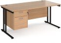 Dams Maestro 25 Rectangular Desk with Twin Cantilever Legs and 2 Drawer Fixed Pedestal - 1600 x 800mm