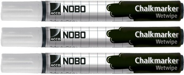 Nobo White Chalk Marker (Pack of 3)