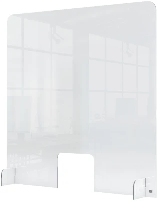 Nobo Clear Acrylic Protective Counter Partition Screen with Transaction Window