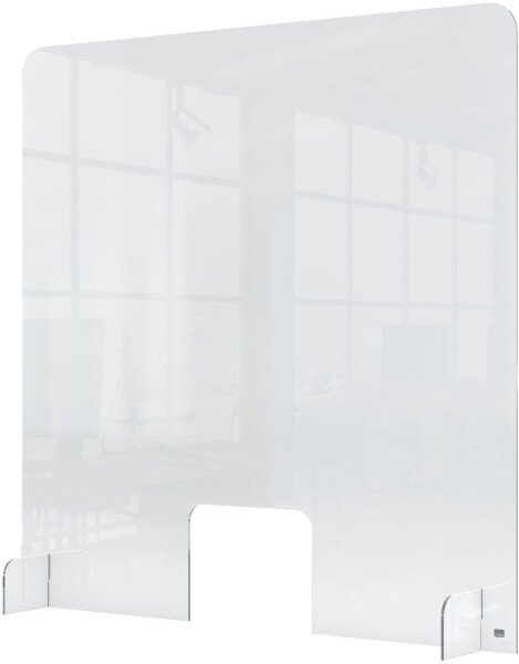 Nobo Clear Acrylic Protective Counter Partition Screen with Transaction Window - 700mm x 850mm