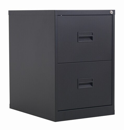 TC Talos 2 Drawer Steel Filing Cabinet - Black