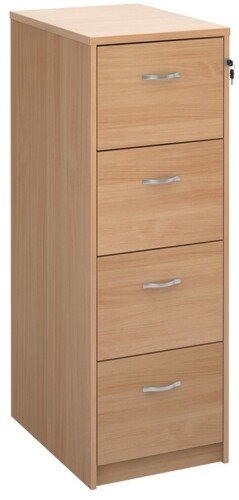 Gentoo Wooden 4 Drawer Filing Cabinet with Silver Handles (w) 480mm x (d) 650mm - Beech