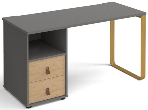 Dams Cairo Straight Desk 1400mm x 600mm with Sleigh Frame Leg & Support Pedestal with Drawers