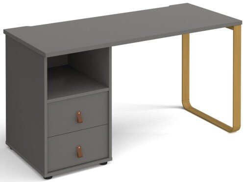 Dams Cairo Straight Desk 1400mm x 600mm with Sleigh Frame Leg & Support Pedestal with Drawers