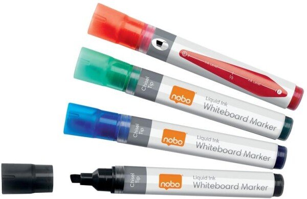 Nobo Liquid Ink Chisel Tip Whiteboard Pens Assorted (Pack of 10)