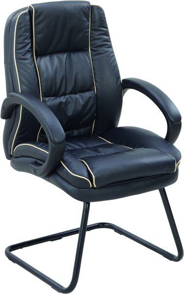 Nautilus Truro Cantilever Leather Faced Visitor Chair - Black