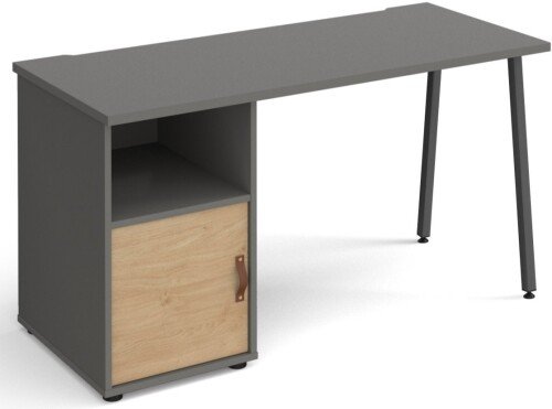Dams Sparta Straight Desk 1400mm x 600mm with A-frame Leg & Support Pedestal with Cupboard Door