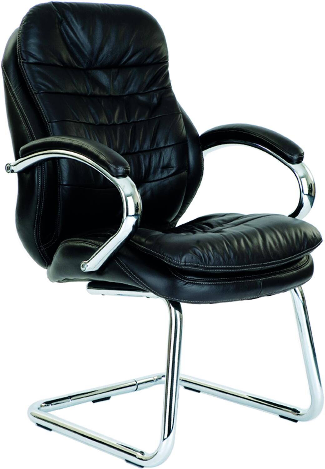 Nautilus Santiago Executive Visitor Chair in Black Leather Office