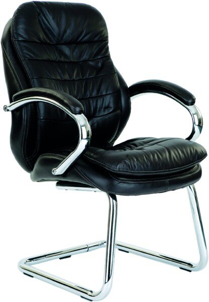 Nautilus Santiago Leather Executive Visitor Chair - Black - Black