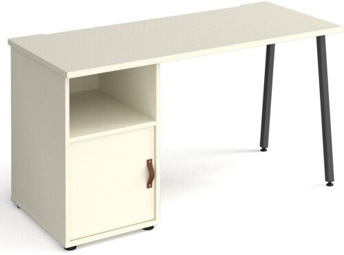 Dams Sparta Straight Desk 1400mm x 600mm with A-frame Leg & Support Pedestal with Cupboard Door