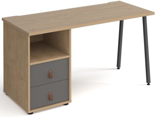Dams Sparta Straight Desk 1400mm x 600mm with A-frame Leg & Support Pedestal with Drawers