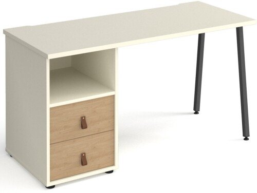 Dams Sparta Straight Desk 1400mm x 600mm with A-frame Leg & Support Pedestal with Drawers