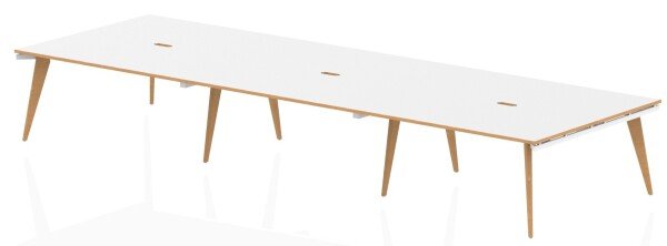 Dynamic Oslo Bench Desk Pod of 6 - 1400 x 1600mm - Warm Oak